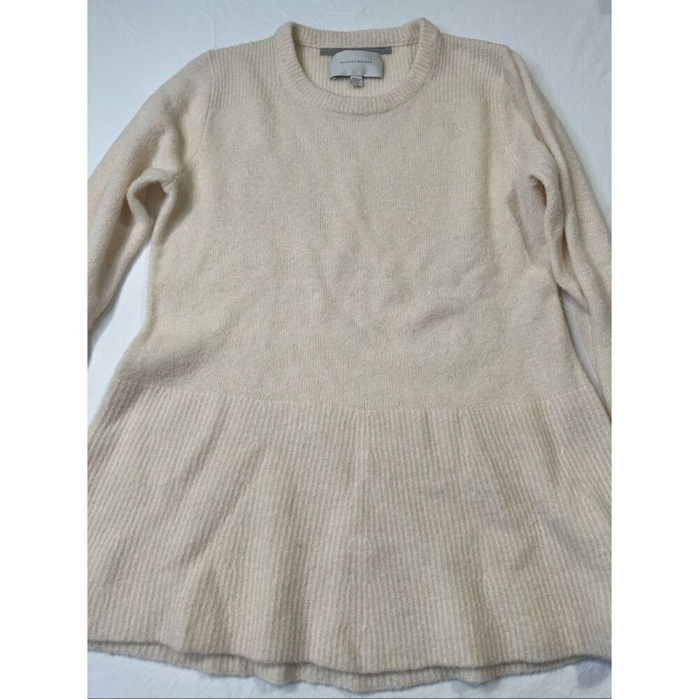Brochu Walker Cashmere Blend Crewneck Cream Sweater, size L